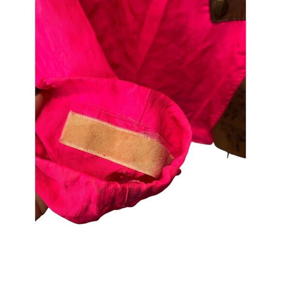 Vintage 90s NEON PINK Full Zip Ski Jacket Shell Retractable Hood Unisex Medium - Picture 12 of 16